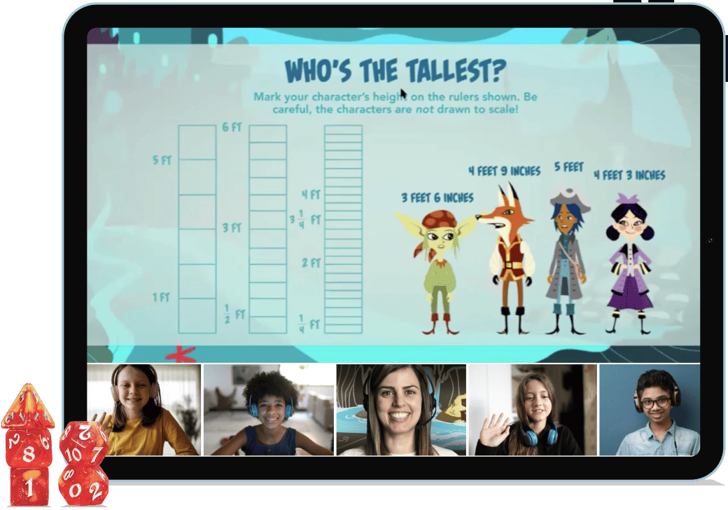 What Wonder Math classes look like on a tablet.